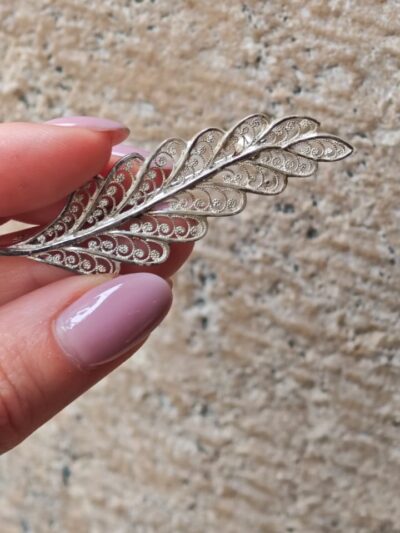 Broszka Srebro – listek duży