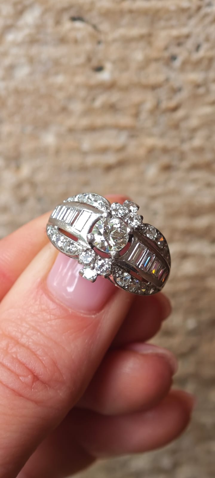 Pierścionek platyna lata 50-60