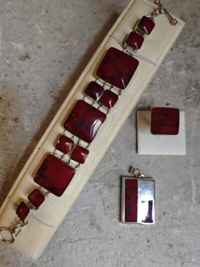 Zestaw biżuterii srebro z kamieniem naturalnym